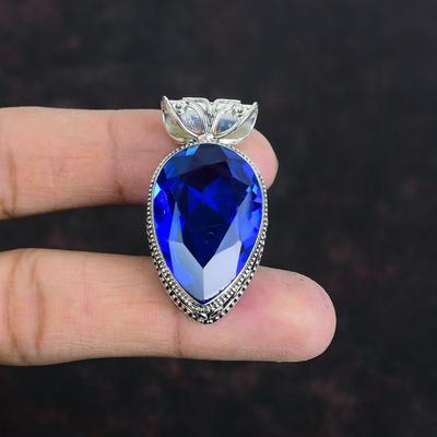 Facettierter Tansanit Quarz Anhänger Vintage Edelstein Anhänger 925 Sterling Silber Anhänger Tansanit Quarz Schmuck Handgemacht Anhänger Geschenk für Mama