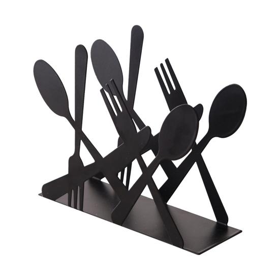 Modern Standing Napkin Holder for Table Metal Napkin Dispenser with Tableware/Wine Glass Design for Kitchen Dining Room Restaurant A