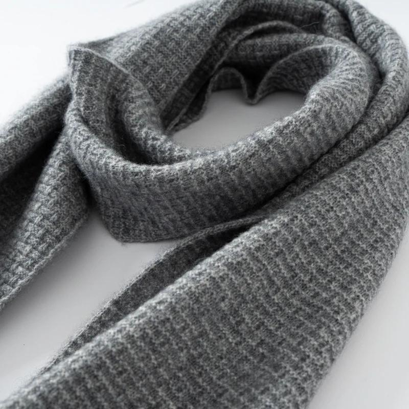 Solid Color 100% Cashmere Thickened Knitted Mid-Length Scarf Winter Fashionable Warm Unisex Scarf for Couples Festival Gift