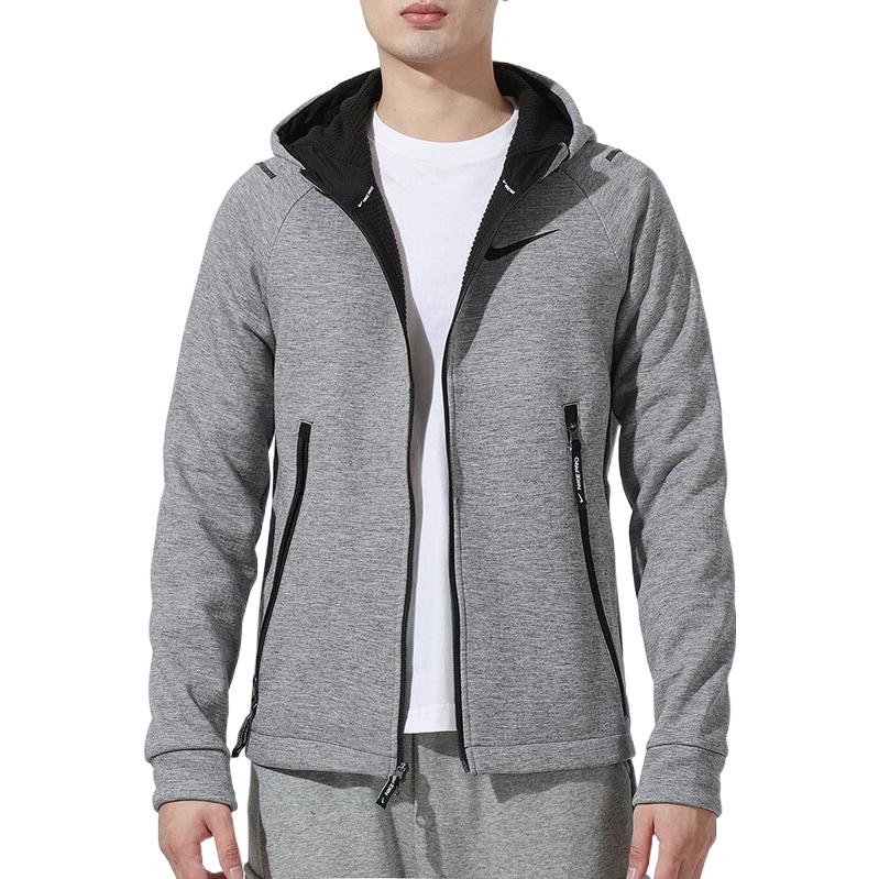 Nike Knit Sport Hooded Logo Jacket Men Outerwear Grey DD1879-010