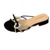 Fashion Luxury Women Slippers Fashion Pearl Bow Shoes Elegant Dress Woman Heeled Sandals 2025 Sexy New Slides Luxury Sandalias De Mujer