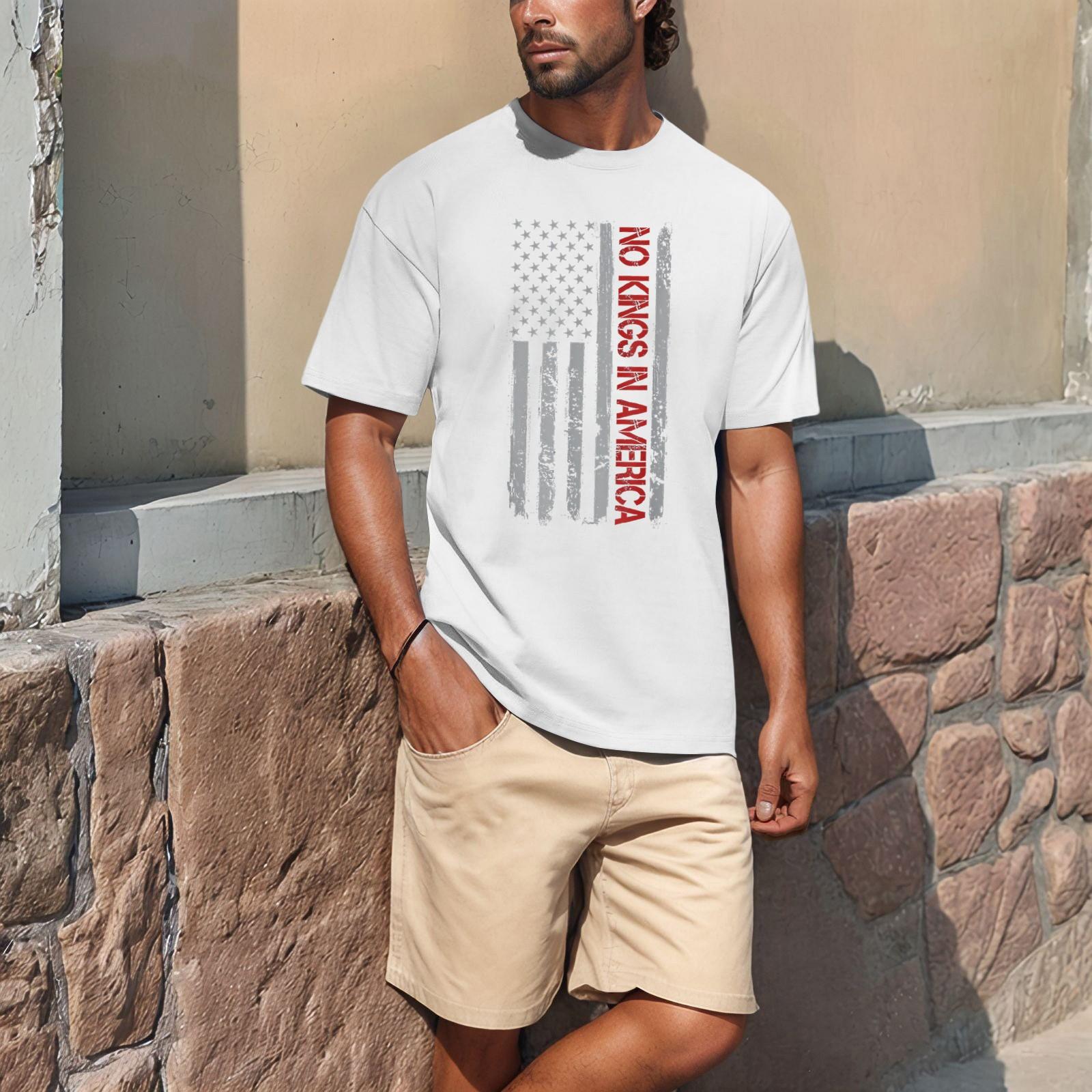 

Летняя мужская популярная футболка с круглым вырезом и коротким рукавом с принтом XL белый