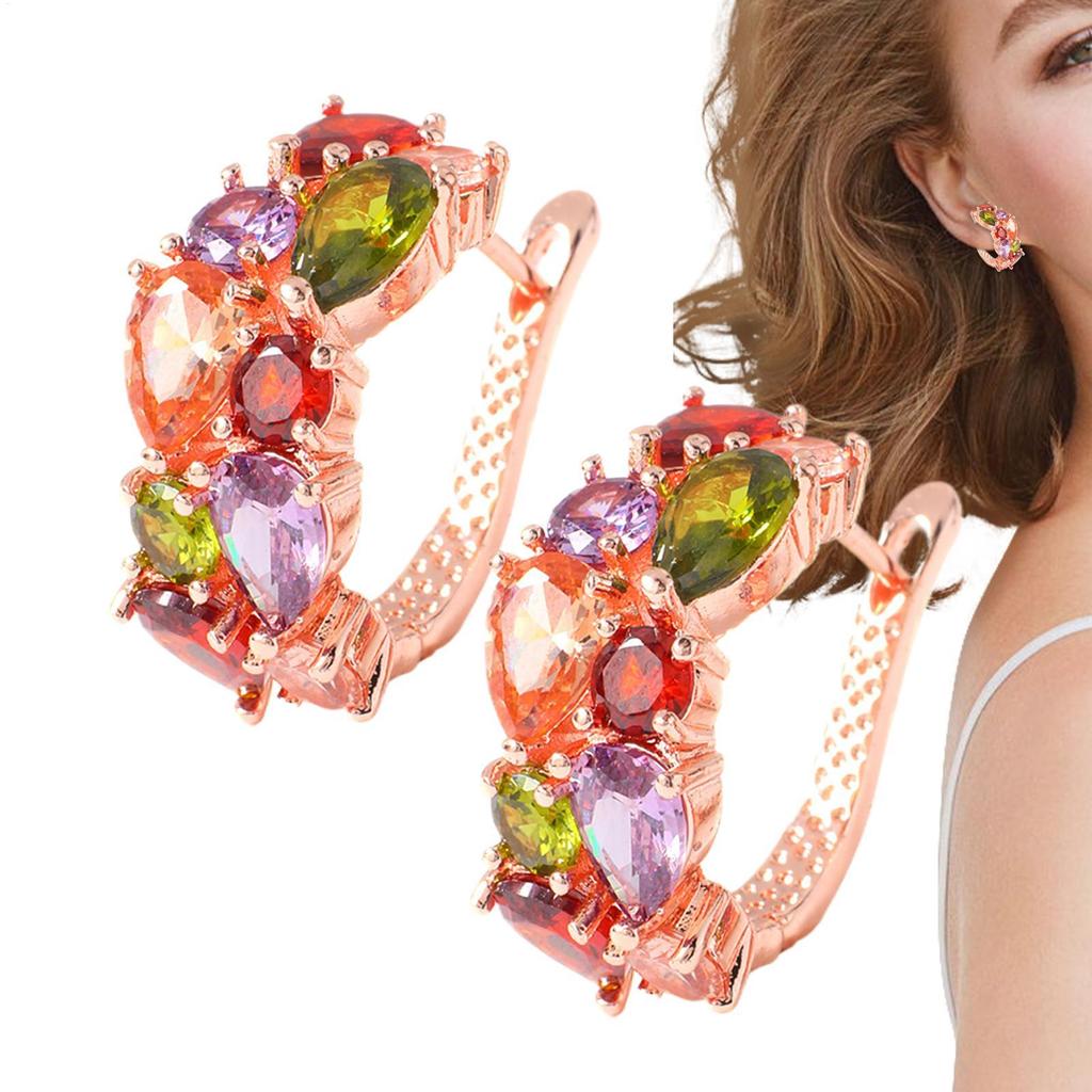 Mona Ohrschleifen Damen Creolen Trendiger Alltags Schmuck Roségold Farbe Helle Zirkonia Accessoires für Verlobung