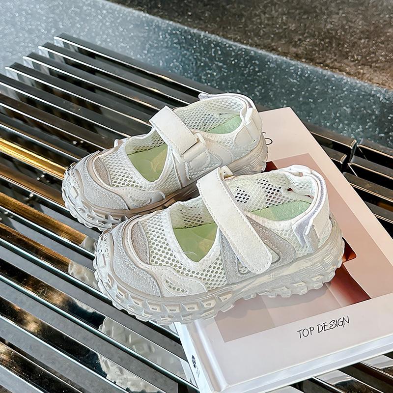 

Boys Girls Sports Shoes Mesh Breathable Students Running Shoes Non-slip Soft Sple 2025 New Girls Sandals Sneakers Princess Style 27 серый