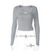 European and American ins style women's clothing autumn new square neck lace edge solid color long sleeve fashion versatile bottoming shirt top