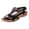 Women'S Pearl Flower Decorated Flat Sandals Comfortable Slip Soft Sole T Big Toe Sandals For Women Short Heel Sandals For Women