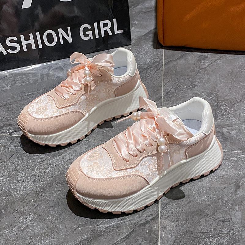 

Bn010 новые кроссовки на платформе, женские летние увеличивающие рост тканевые дышащие белые туфли, дорожная обувь, обувь для папы 40