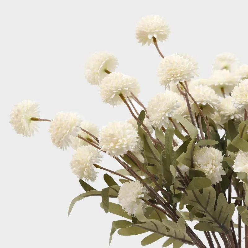 12pcs Pompon Mum Artificial Flower Faux Silk Mini Chrysanth with Stems for DIY Bouquet Centerpieces Office Wedding Decoration
