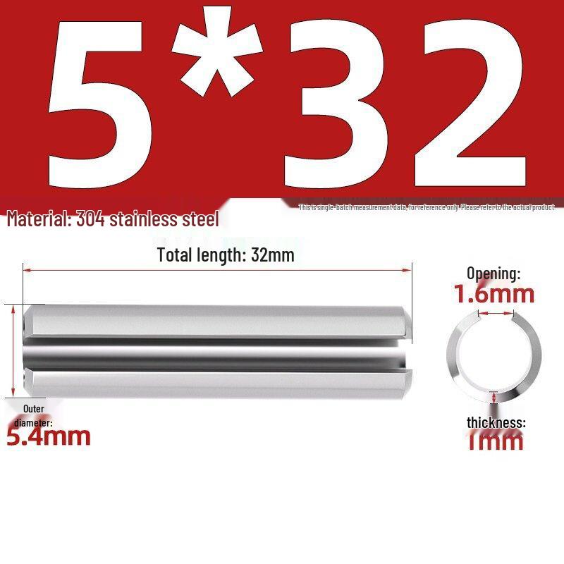 304 Stainless Steel Slotted Spring Pin, Cylindrical Shaft Pin, Locating and Hollow Pin (M5-M12)