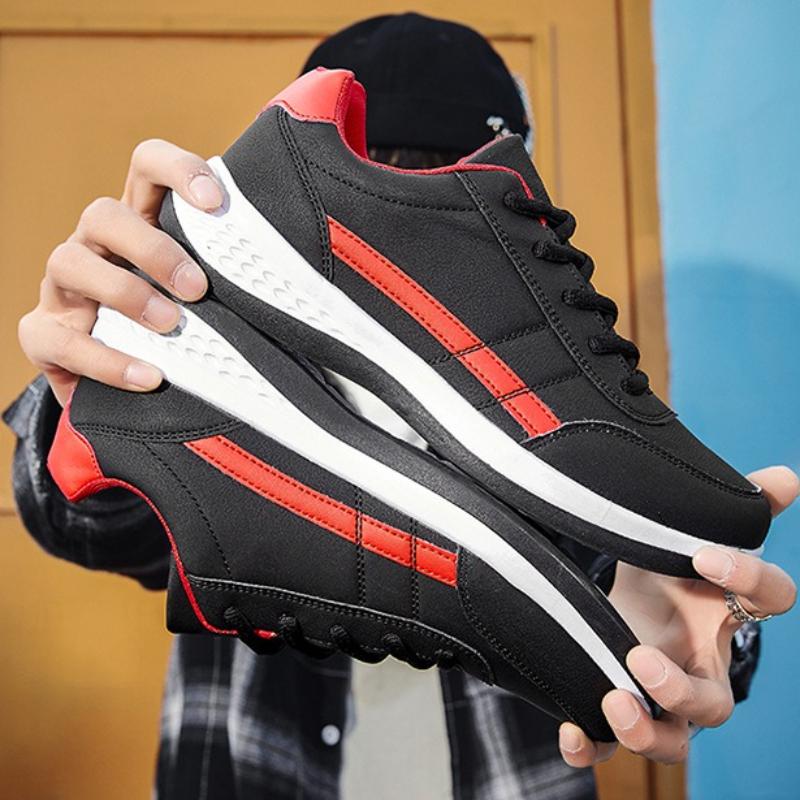 Modne Męskie PU Skórzane Casualowe Sneakersy Elastyczne Buty na Deskę Treningowe Buty Sportowe Lekkie Trenerki Duży Rozmiar 39-48