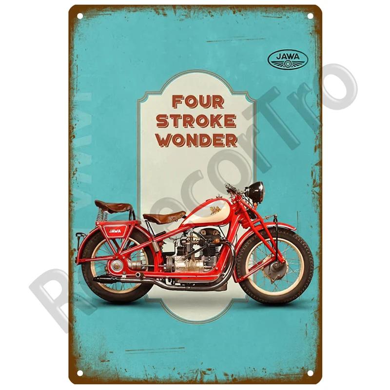 JAWA Vintage Nástěnný Plakát Vintage Retro Nástěnný Domácí Restaurace Dekorace Plaketa Kovová Nástěnná Dekorace Umění Kovová Značka Plechová Značka Talíř