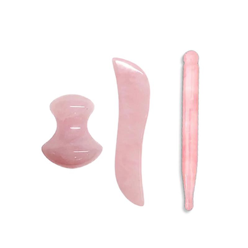100% Natural Rose Quartz Jade Roller Gua Sha Massager Set Jade Stone Gouache Scraper Facial Massage Lifting SPA Anti Aging Tools