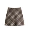 Women's Plus Size Plaid Wool A-line Skirt – Spring & Autumn, Anti-Exposure, Slimming, Thickened, Hip-Hugging, Short Skirt for Chubby Girls.