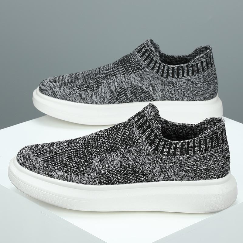 

Summer ultra-light men s shoes sports and leisure fly-woven breathable and lightweight running shoes all black socks shoes 46 серый