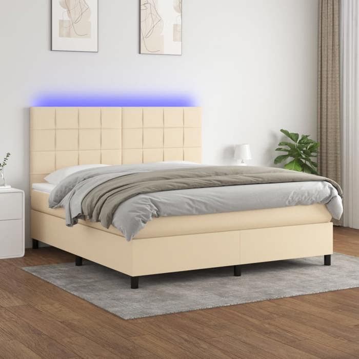 VidaXL Sommier à Lattes de Lit avec Matelas et LED, Lit Rembourré, Lit Double, Lit Adulte de Chambre à Coucher Intérieur, 3134898