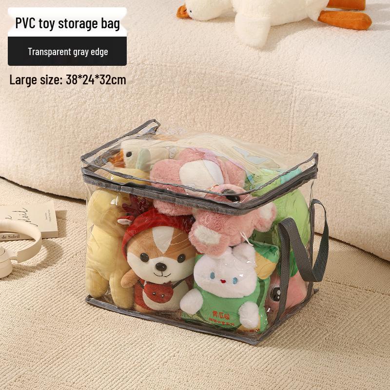 Transparent Plush Toy Storage Box for Dolls & Books, Large Capacity, Waterproof