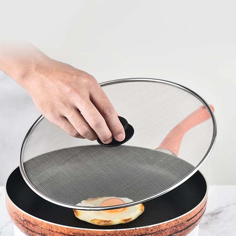 Black Splatter Screen Anti Grease Frying Pan Oil Splash Guard Lid Fine Mesh Splash Guard Cover Lid Kitchen Tools