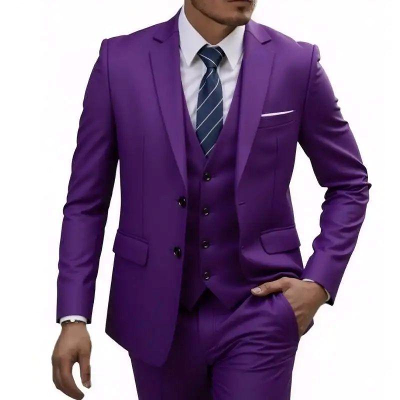 Formal Banquet Business Suit For Men Wedding Party Grooms Elegant Outfits Fashion Prom Slim Fit 3 Pieces Sets Jacket Vest Pants