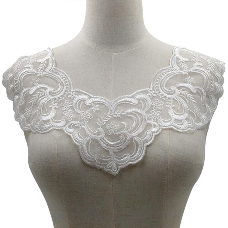 Mesh Bottom Embroidery, Polyester Silk Embroidery, Lace Collar, Four-Piece Set, Front Collar And Back Leader Flower, Wedding Dress Accessories