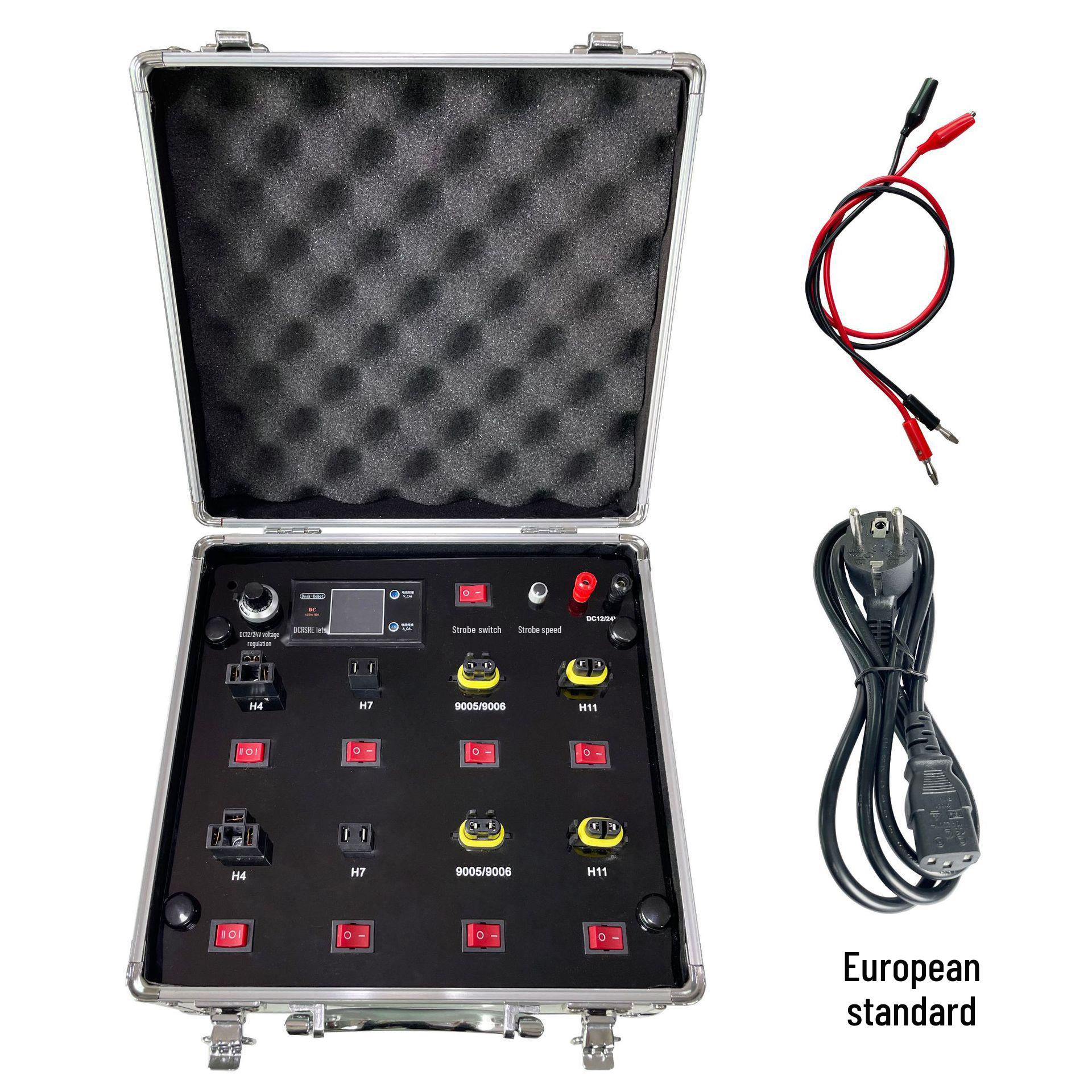 

Регулируемый по напряжению стенд для тестирования светодиодных фар автомобиля (9-30V) с текущим дисплеем и функцией мигания