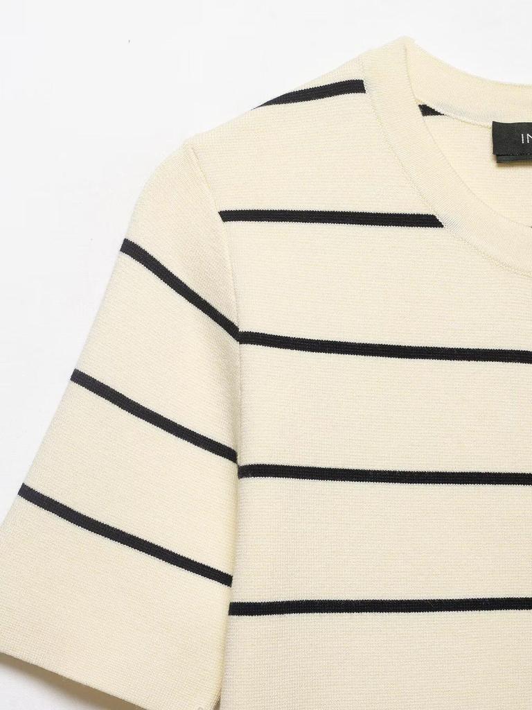 2026 Spring European-Style Striped Knit Cardigan with Half Skirt