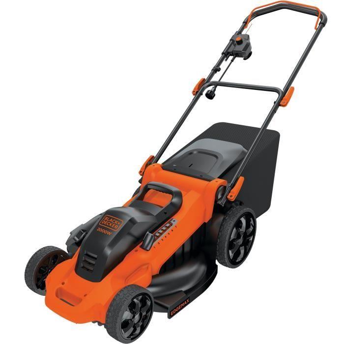 Tondeuse Électrique Filaire - BLACK+DECKER - LM2000-QS - 2000W - 48cm De Coupe - Mulching, Éjection Latérale Ou Bac 50L