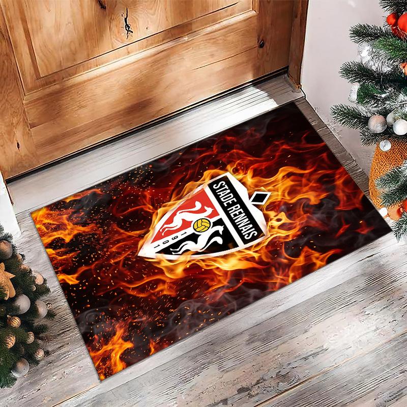 Stade Rennais FC Soccer Football Pattern Soft Area Rug Non Slip Indoor Floor Carpet Sports Decor Mat for Bedroom