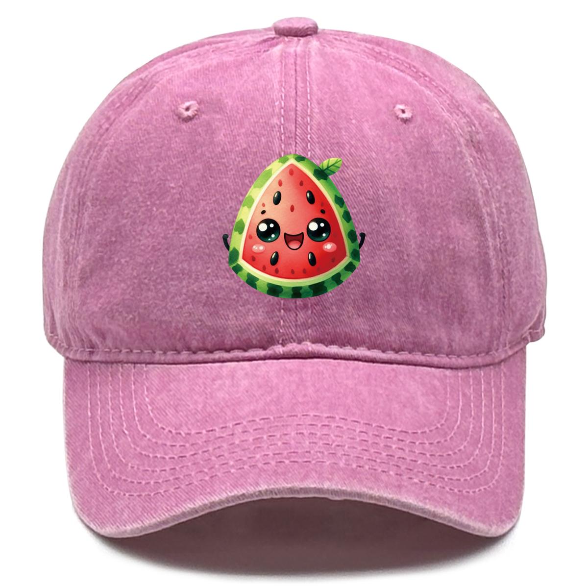 

Cartoon Watermelon Print Adjustable Baseball Hat, Fruit Mesh Hat Hip Hop Slouchy Solid Leisure Snapback Baseball Cap as the picture розовый