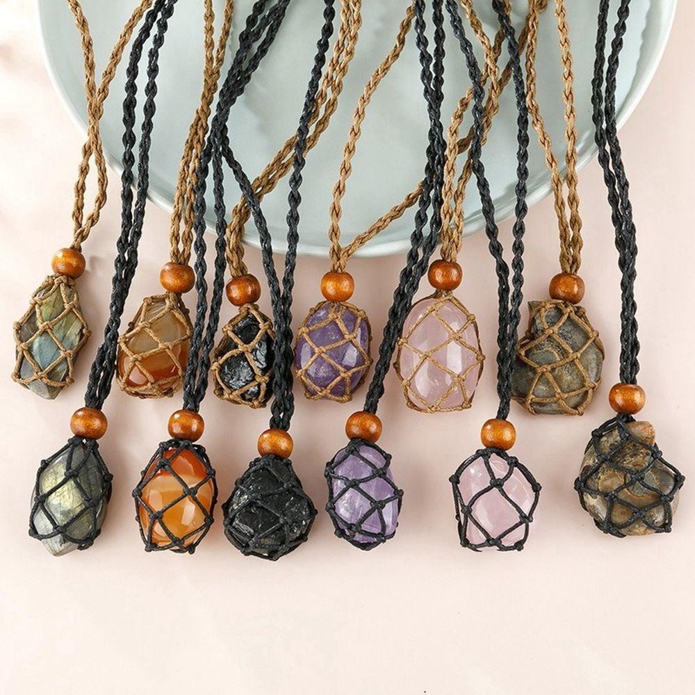 1pc Hand-knitted DIY Braided Necklace Cord Necklace Cord Empty Stone Holder Crystal Necklace Holder