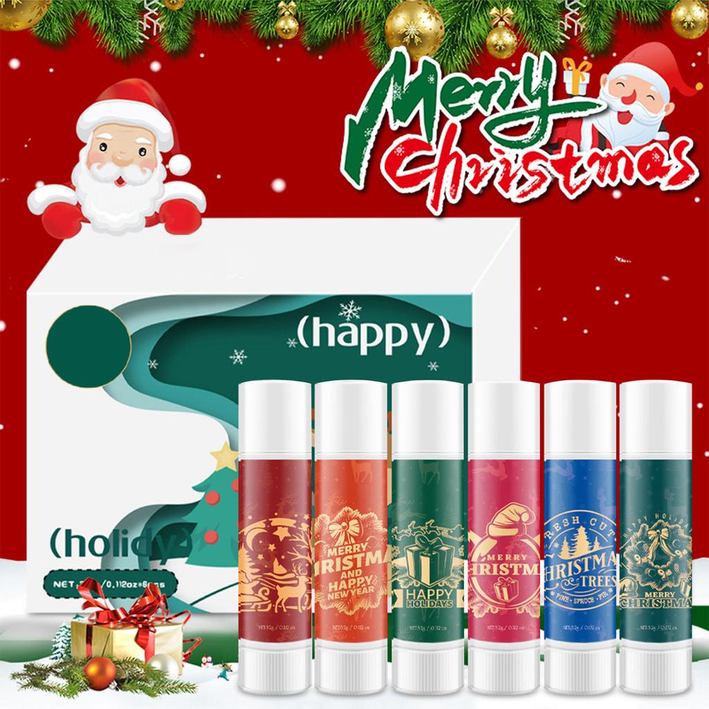 Christmas Lip Balm Gift Set, 3 Fruit Flavors Moisturizing Lip Balm For Dry Chapped Lip, With Exquisite Packaging,Women Men Lip Care Gifts