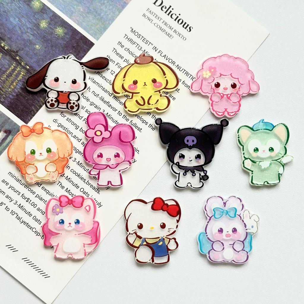 10Pcs New Acrylic Kawaii Cute Cartoon Anime Lamb Sticker Series Clip Book Diy Jewelry Children Gift Hairpin Accessories A108