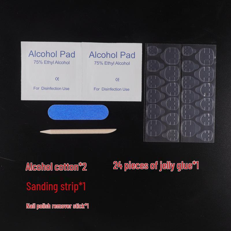 Nail Art Kit: Glue Remover, Alcohol Pads, Cotton Balls, File, Removal Sticks, Jelly Glue, Wearable Nails, Removal Pads