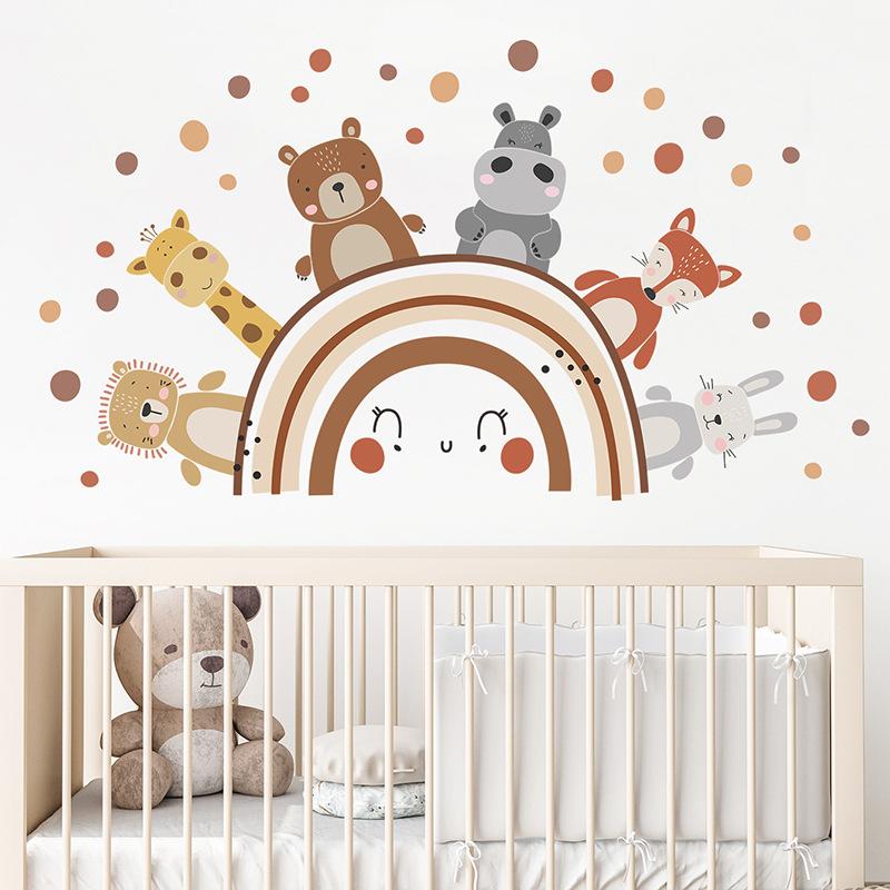 Jungle Animals Giraffe Elephant Wall Stickers for Kids Room Baby Nursery Children's Room Decoration Wall Decals