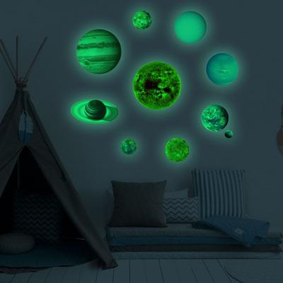 3D Planet Solar System Fluorescent Wall Stick Universe Planet Galaxy Children Room Luminous Wall Stickers