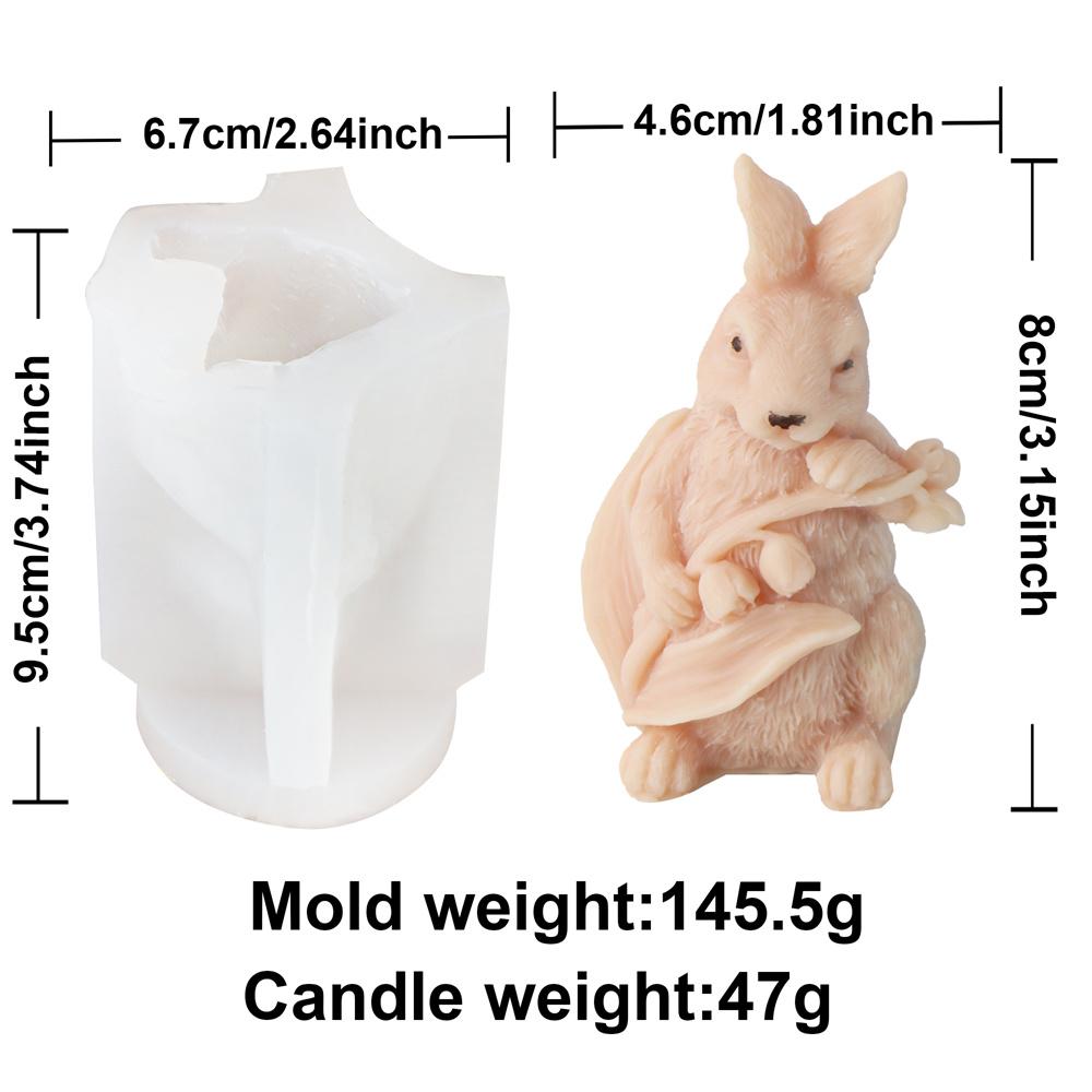 3D Flower Rabbit Candle Silicone Mold DIY Soap Resin Plaster Animal Making Tool Easter Bunnies Shape Cake Decorating Mould
