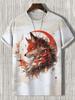Japanese Cat Pattern T-Shirt For Men Warrior Animal 3D Print Tee Shirts Summer Casual O-Neck Short Sleeve Tees Street Loose Tops