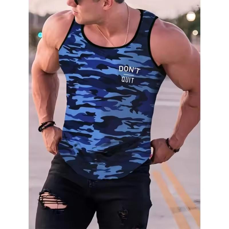 

3D Print Camouflage Tank Tops for Man Coconut Tree Pattern Tees Summer Casual Fashion Vest Oversized Sportswear Street Tank Top S