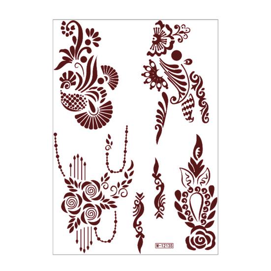 Nostalgie Red Henna Tattoo Kit, Waterproof Tattoos Stickers, Temporary Stickers for Women Wedding Party Festival Decorations