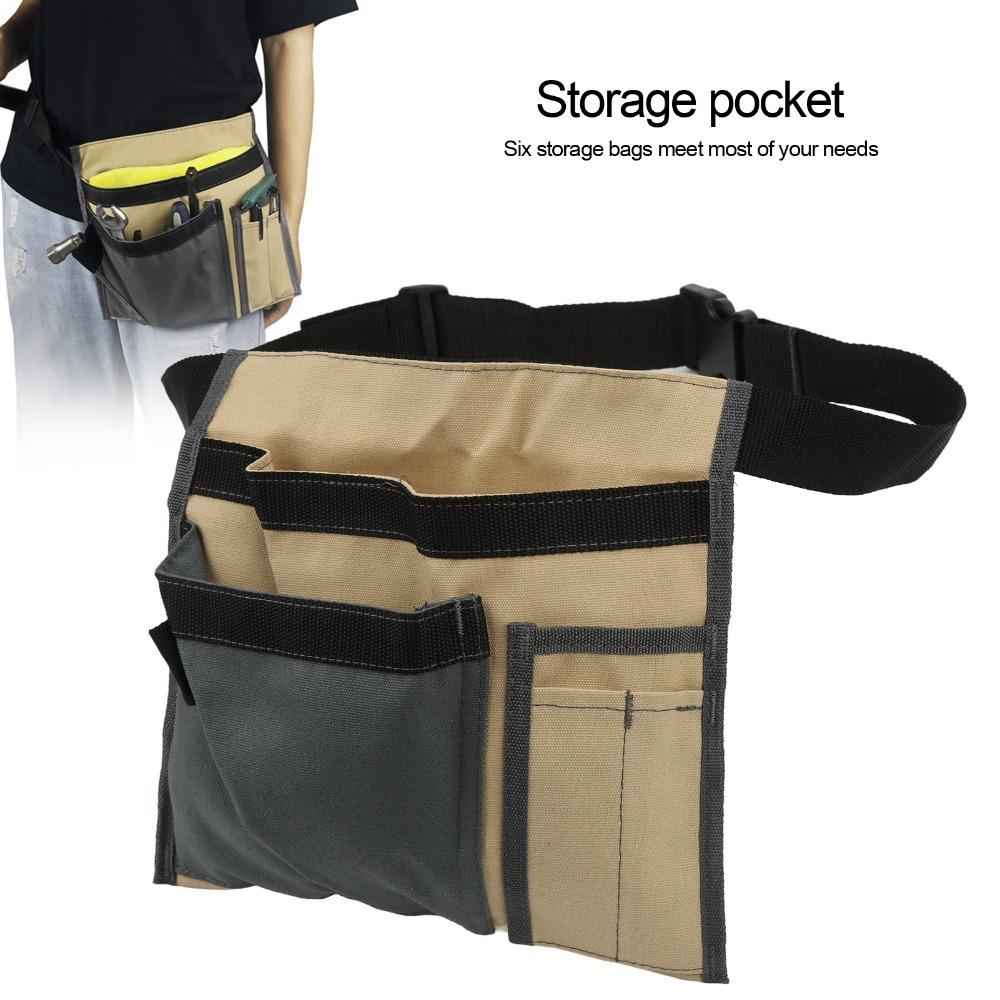 Canvas Tool Belt Bag 5-Pocket Canvas Organizer Durable Storage Bag  Gardening Work