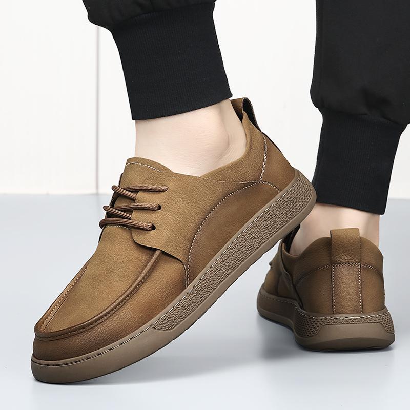 Fashion Men's genuine leather board shoes Comfortable soft bottom style Office and Leisure Party Business casual British youth shoes