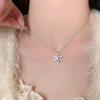 Diamond-encrusted snowflake rotatable titanium steel necklace for women, light luxury niche design, collarbone chain, sweater chain, fashionable