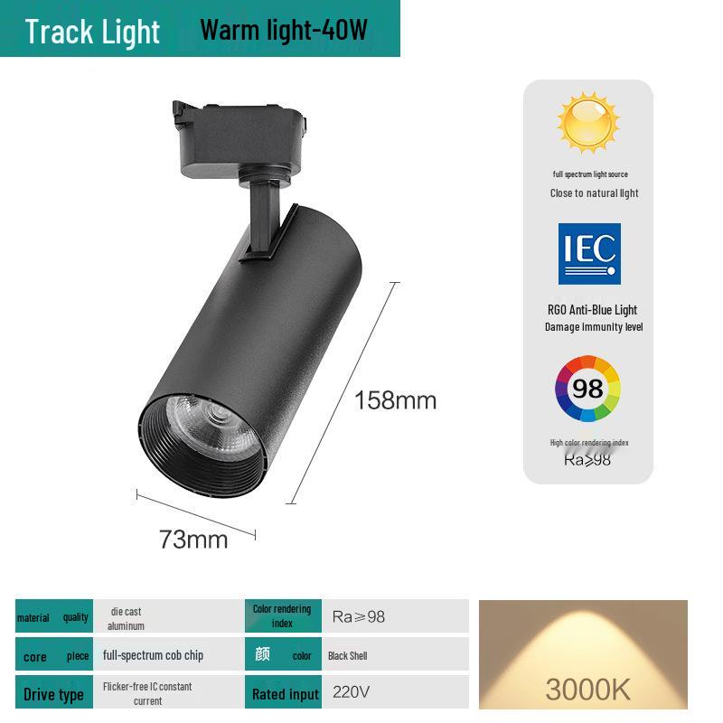 Full Spectrum COB LED Track Spotlight for Living Room & Shop