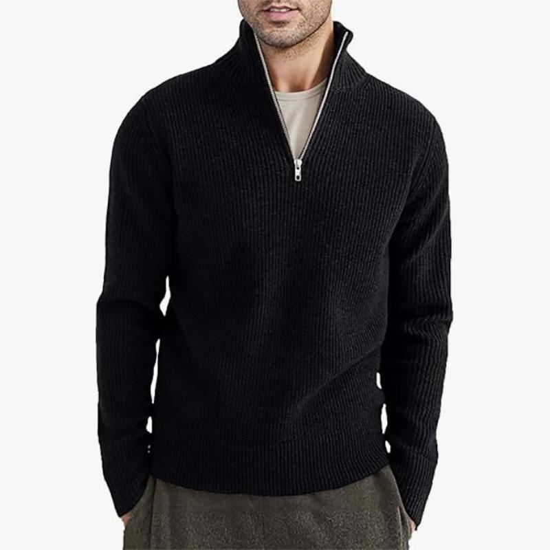 Men'S Thickened Half-High Zip-Up Collar, Men'S Warm Winter Sweater, Knit Jacket, Knit Sweater