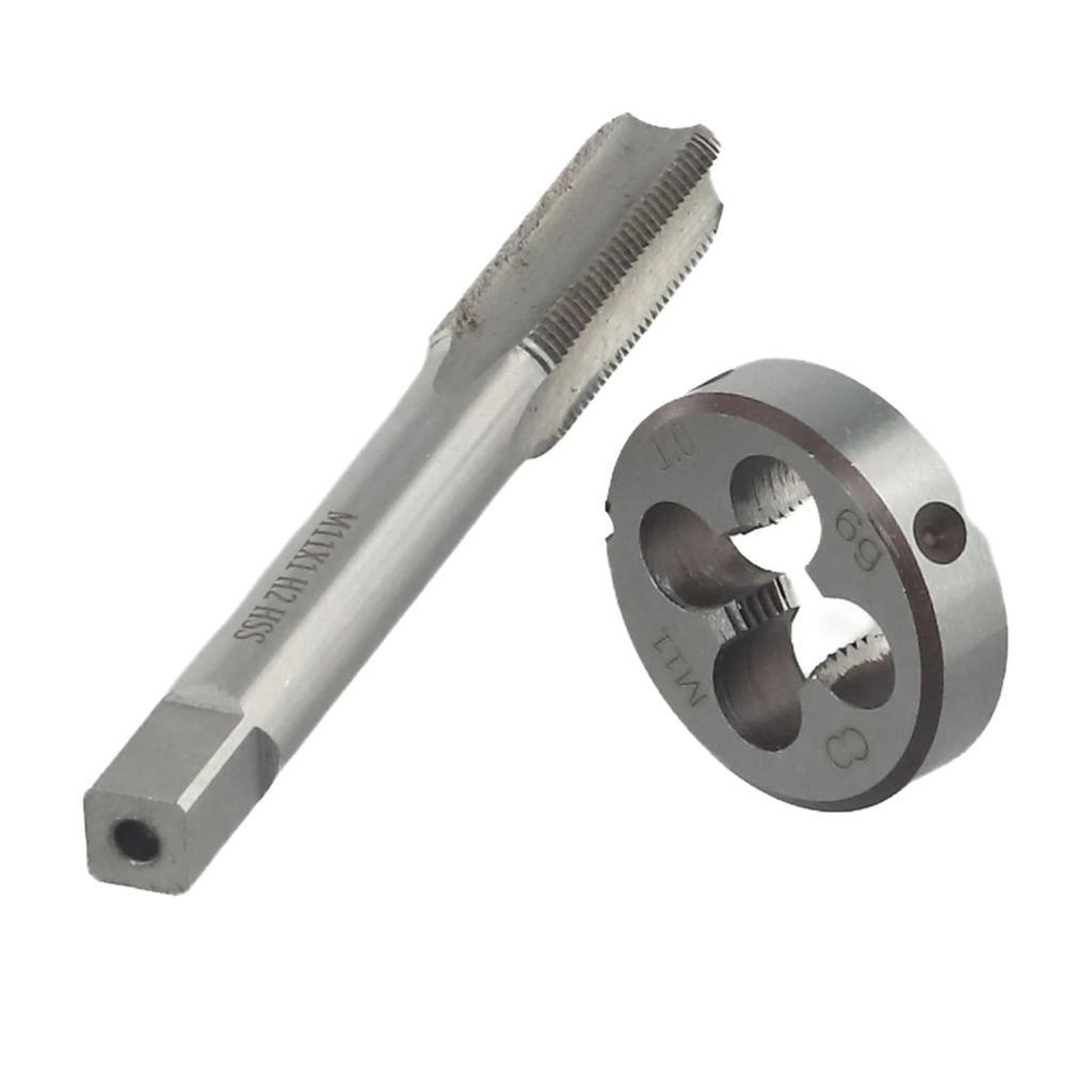 2 szt. Gwintownik HSS M11 X 1mm i Narzynka M11 X 1.0mm Gwint Metryczny Prawoskrętny Gwintownik Narzynka M934 Do Stali Nierdzewnej Żelaza Miedzi Do Cięcia Okrągłych