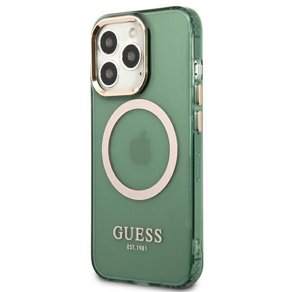 Guess Guhmp13Lhtcma Iphone 13 Pro / 13 6,1 Green/Khaki Hard Case Gold Outline Translucent Magsafe