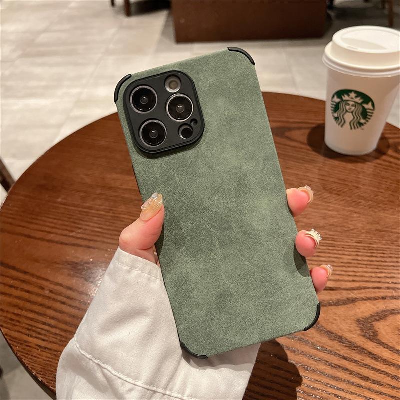 Applicable To Apple 15 Light Luxury IPhone 13 Mobile Phone Case Velvet Leather 12 Solid Color Protective Case Soft