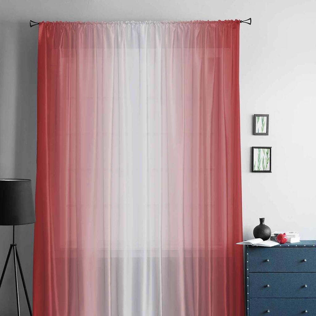 Red And White Gradient Window Tulle Curtains for Living Room Bedroom Hotel Luxury Decoration Sheer Curtains