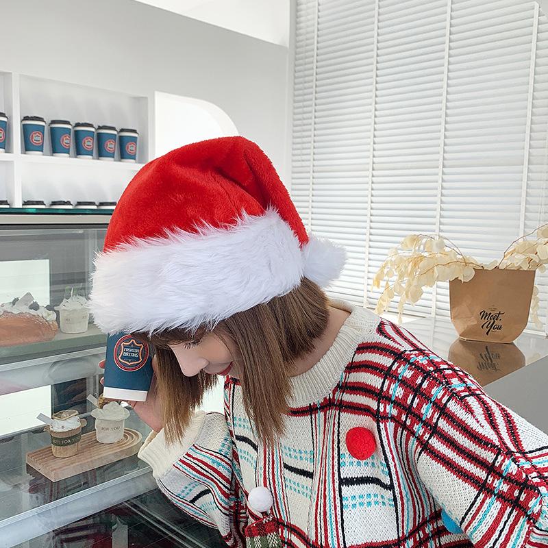 Fashion Red Sweet Cherry Bow Plush Santa Hat Women Warm Windproof Ear Protection Festive Party Supplies New Year Christmas Gifts