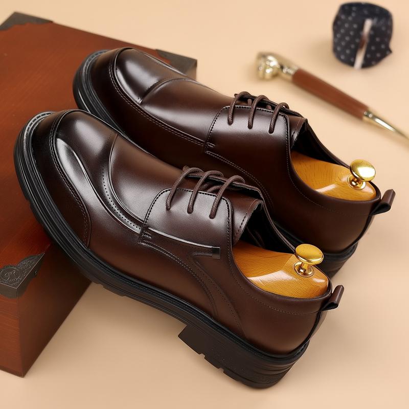 Spring and autumn trend men's business casual leather shoes lace-up big head formal men's leather shoes