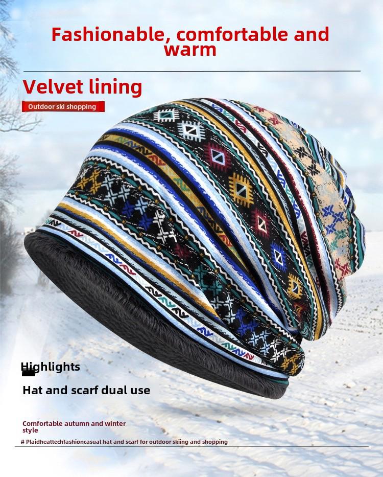 Women's Floral Print Cotton Pullover Hat and Scarf Set for Sun Protection